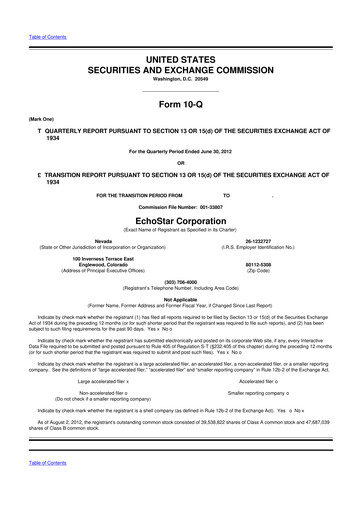 Thumbnail EchoStar 10-Q Quarterly Report FY2012 