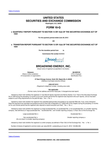 Thumbnail Broadwind 10-Q Quarterly Report FY 