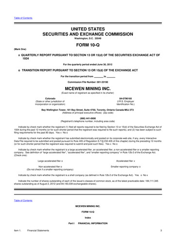 Thumbnail McEwen Mining 10-Q Quarterly Report FY2012 