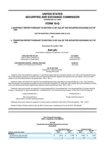 Vorschaubild Aon 10-Q Quartalsbericht 2012 