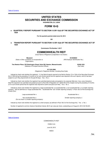Vorschaubild Equity Commonwealth 10-Q Quartalsbericht 2012 