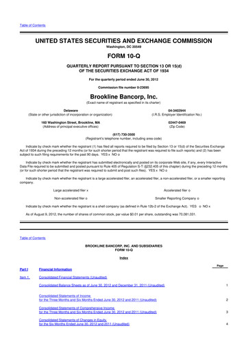 Thumbnail Brookline Bancorp 10-Q Quarterly Report FY2012 