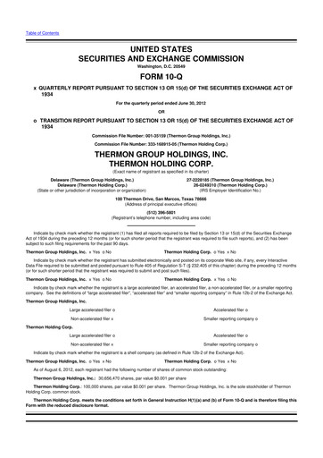 Miniature Thermon Group 10-Q Rapport trimestriel 2013 
