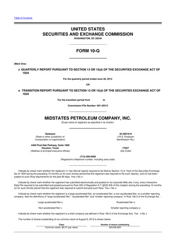 Miniature Amplify Energy
 10-Q Rapport trimestriel 2012 