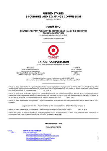Miniature Target 10-Q Rapport trimestriel 2012 
