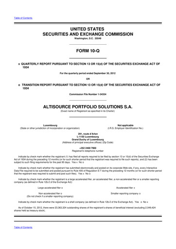 Thumbnail Altisource Portfolio Solutions
 10-Q Quarterly Report FY2012 
