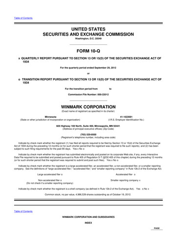 Thumbnail Winmark 10-Q Quarterly Report FY2012 