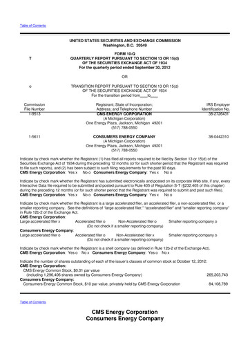 Miniature CMS Energy
 10-Q Rapport trimestriel 2012 