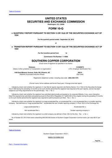 Thumbnail Southern Copper 10-Q Quarterly Report FY2012 