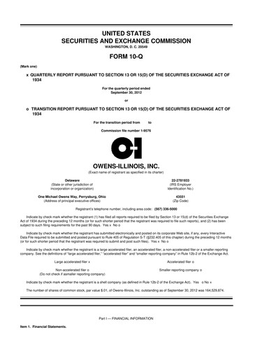 Thumbnail O-I Glass
 10-Q Quarterly Report FY2012 