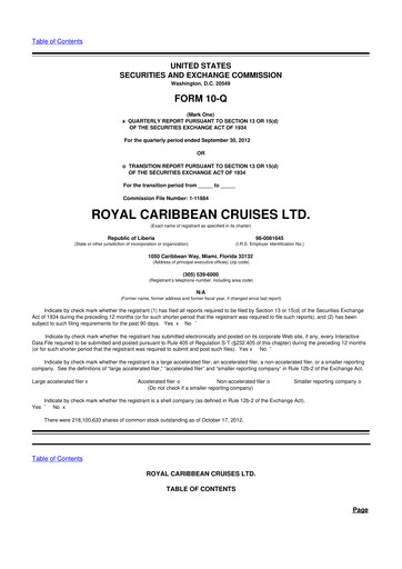 Vorschaubild Royal Caribbean Group 10-Q Quartalsbericht  