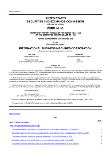 Vorschaubild IBM 10-Q Quartalsbericht 2012 