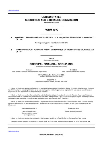Thumbnail Principal Financial Group 10-Q Quarterly Report FY2012 
