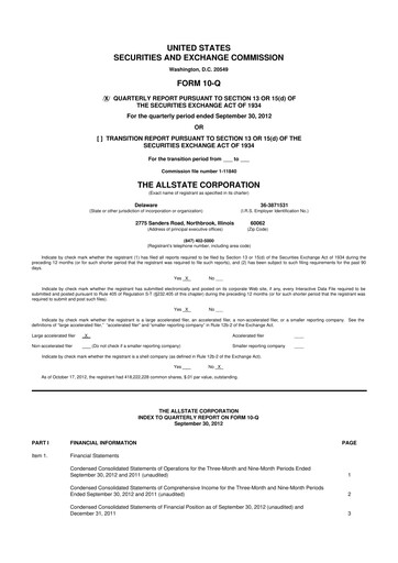 Vorschaubild Allstate 10-Q Quartalsbericht 2012 