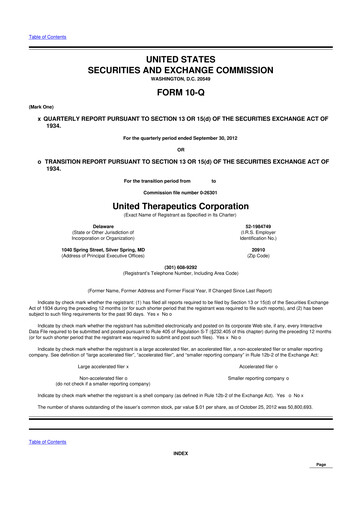 Thumbnail United Therapeutics 10-Q Quarterly Report FY2012 
