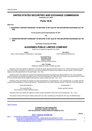 Thumbnail Alkermes 10-Q Quarterly Report FY2013 