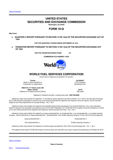 Thumbnail World Kinect 10-Q Quarterly Report FY2012 