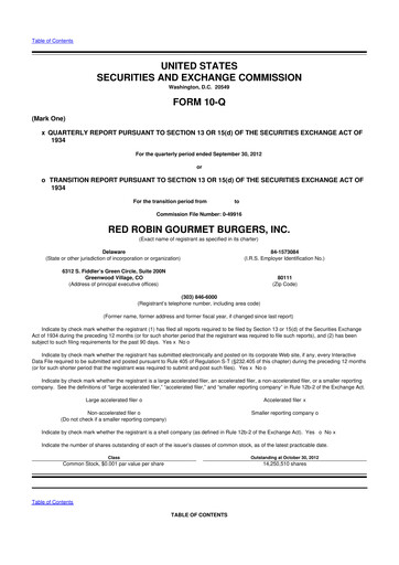 Thumbnail Red Robin
 10-Q Quarterly Report FY2012 
