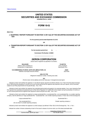 Thumbnail Geron 10-Q Quarterly Report FY2012 