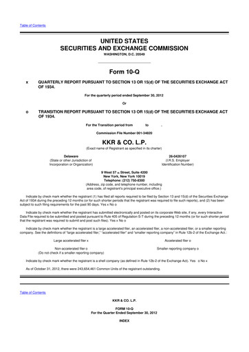 Vorschaubild KKR & Co. 10-Q Quartalsbericht 2012 