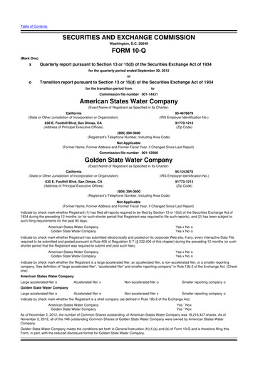 Thumbnail American States Water
 10-Q Quarterly Report FY2012 