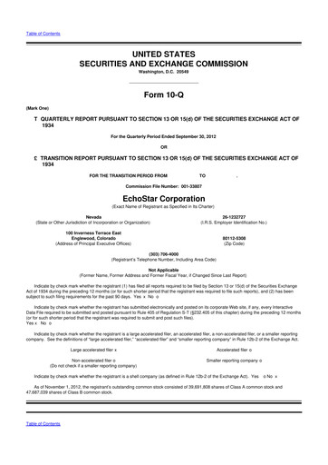 Thumbnail EchoStar 10-Q Quarterly Report FY2012 