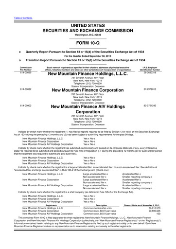 Thumbnail New Mountain Finance Corporation 10-Q Quarterly Report FY 