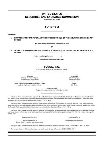 Thumbnail Fossil Group 10-Q Quarterly Report FY2012 