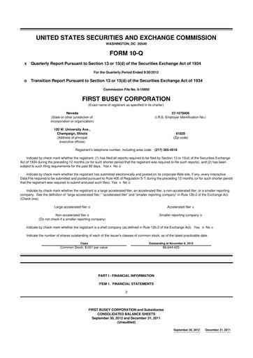 Thumbnail First Busey 10-Q Quarterly Report FY2012 