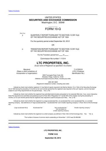 Thumbnail LTC Properties 10-Q Quarterly Report FY2012 