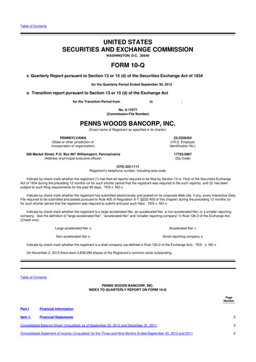 Thumbnail Penns Woods Bancorp 10-Q Quarterly Report FY2012 
