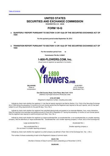 Thumbnail 1-800-Flowers.com, Inc.
 10-Q Quarterly Report FY2013 