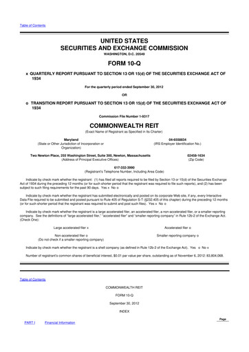 Vorschaubild Equity Commonwealth 10-Q Quartalsbericht 2012 