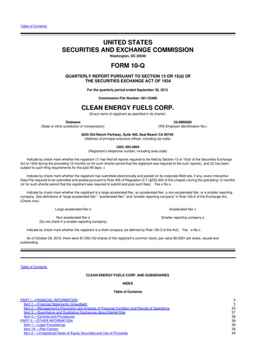 Thumbnail Clean Energy Fuels 10-Q Quarterly Report FY2012 