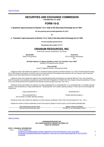 Vorschaubild Westwater Resources
 10-Q Quartalsbericht 2012 