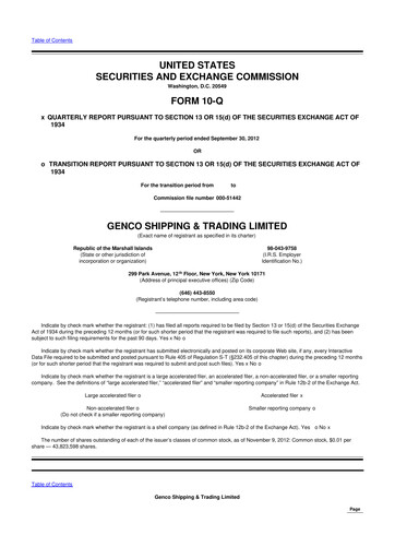Vorschaubild Genco Shipping & Trading 10-Q Quartalsbericht 2012 