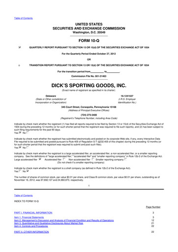 Thumbnail Dick's Sporting Goods
 10-Q Quarterly Report FY2012 