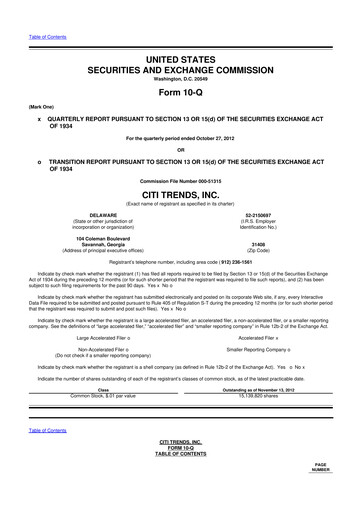 Vorschaubild Citi Trends, Inc. 10-Q Quartalsbericht  