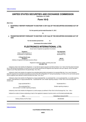 Miniature Flex 10-Q Rapport trimestriel 2013 