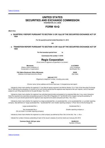 Thumbnail Regis Corporation
 10-Q Quarterly Report FY2013 
