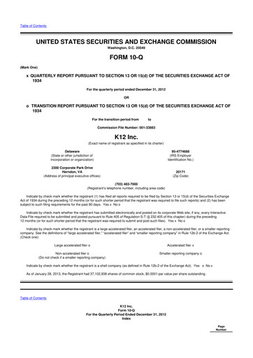 Thumbnail Stride (K12 Education)
 10-Q Quarterly Report FY2013 
