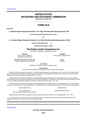 Miniature Estee Lauder 10-Q Rapport trimestriel 2013 