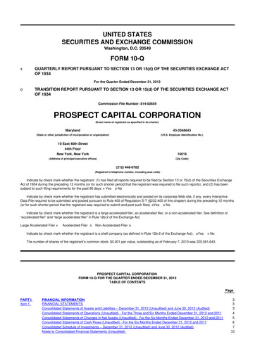 Thumbnail Prospect Capital 10-Q Quarterly Report FY 