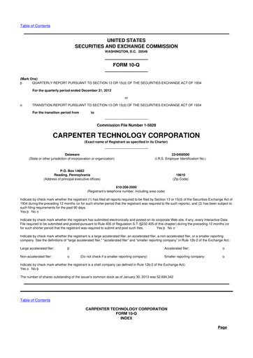 Thumbnail Carpenter Technology 10-Q Quarterly Report FY2013 