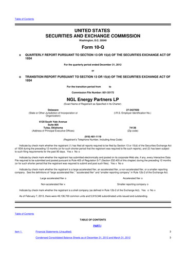 Miniature NGL Energy Partners
 10-Q Rapport trimestriel 2013 