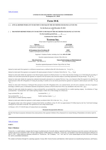 Thumbnail Textron 10-K Annual Report 2012