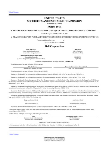 Thumbnail Ball Corporation
 10-K Annual Report 2012