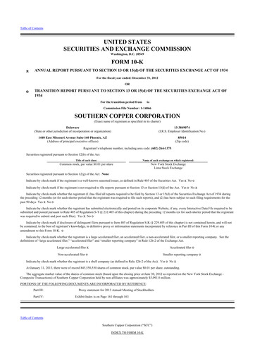 Thumbnail Southern Copper 10-K Annual Report 2012