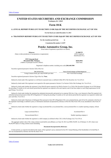 Thumbnail Penske Automotive Group 10-K Annual Report 2012