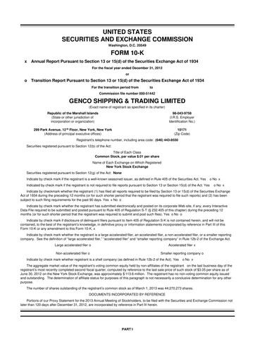 Thumbnail Genco Shipping & Trading 10-K Annual Report 2012